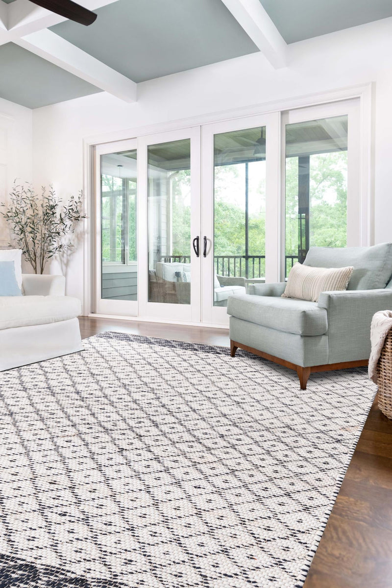 Moroccan Lattice Woven Collection Area Rug - Shoreline Rectangle Ivory  lifestyle 38