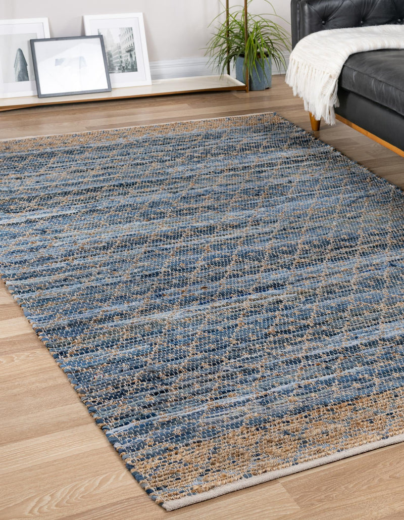 Moroccan Lattice Woven Collection Area Rug - Shoreline Rectangle Denim blue  lifestyle 4