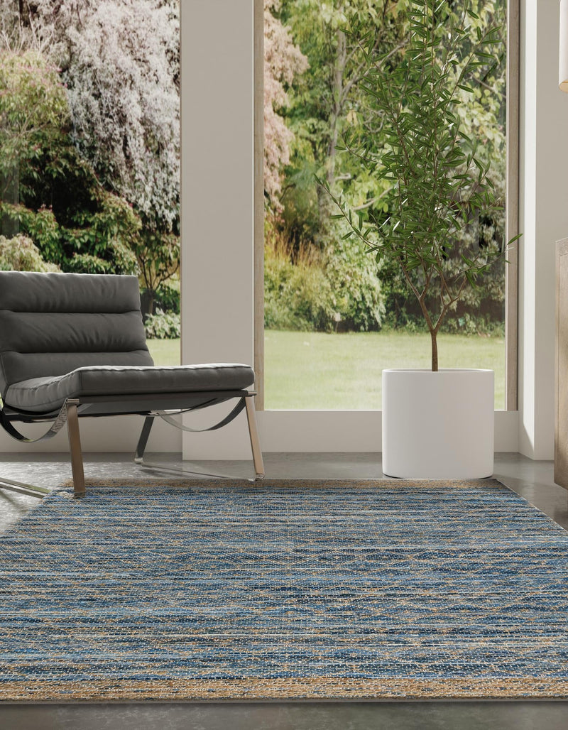 Moroccan Lattice Woven Collection Area Rug - Shoreline Rectangle Denim blue  lifestyle 16