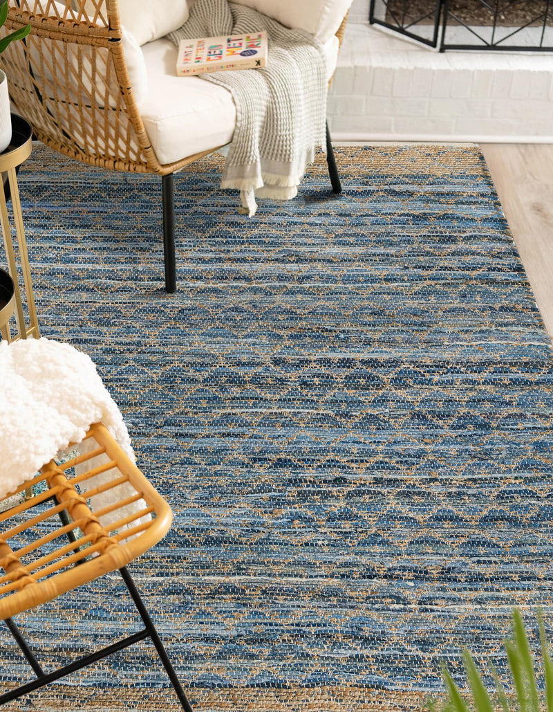 Moroccan Lattice Woven Collection Area Rug - Shoreline Rectangle Denim blue  lifestyle 20