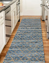 Moroccan Lattice Woven Collection Area Rug - Shoreline Runner Denim blue  lifestyle 52