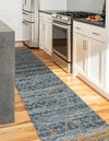 Moroccan Lattice Woven Collection Area Rug - Shoreline Runner Denim blue  lifestyle 57