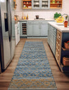 Moroccan Lattice Woven Collection Area Rug - Shoreline Runner Denim blue  lifestyle 63