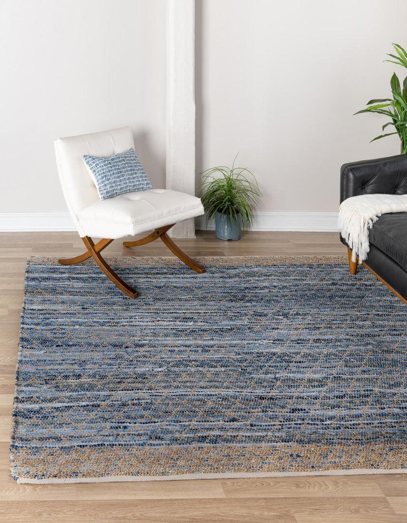 Moroccan Lattice Woven Collection Area Rug - Shoreline Square Denim blue  lifestyle 82