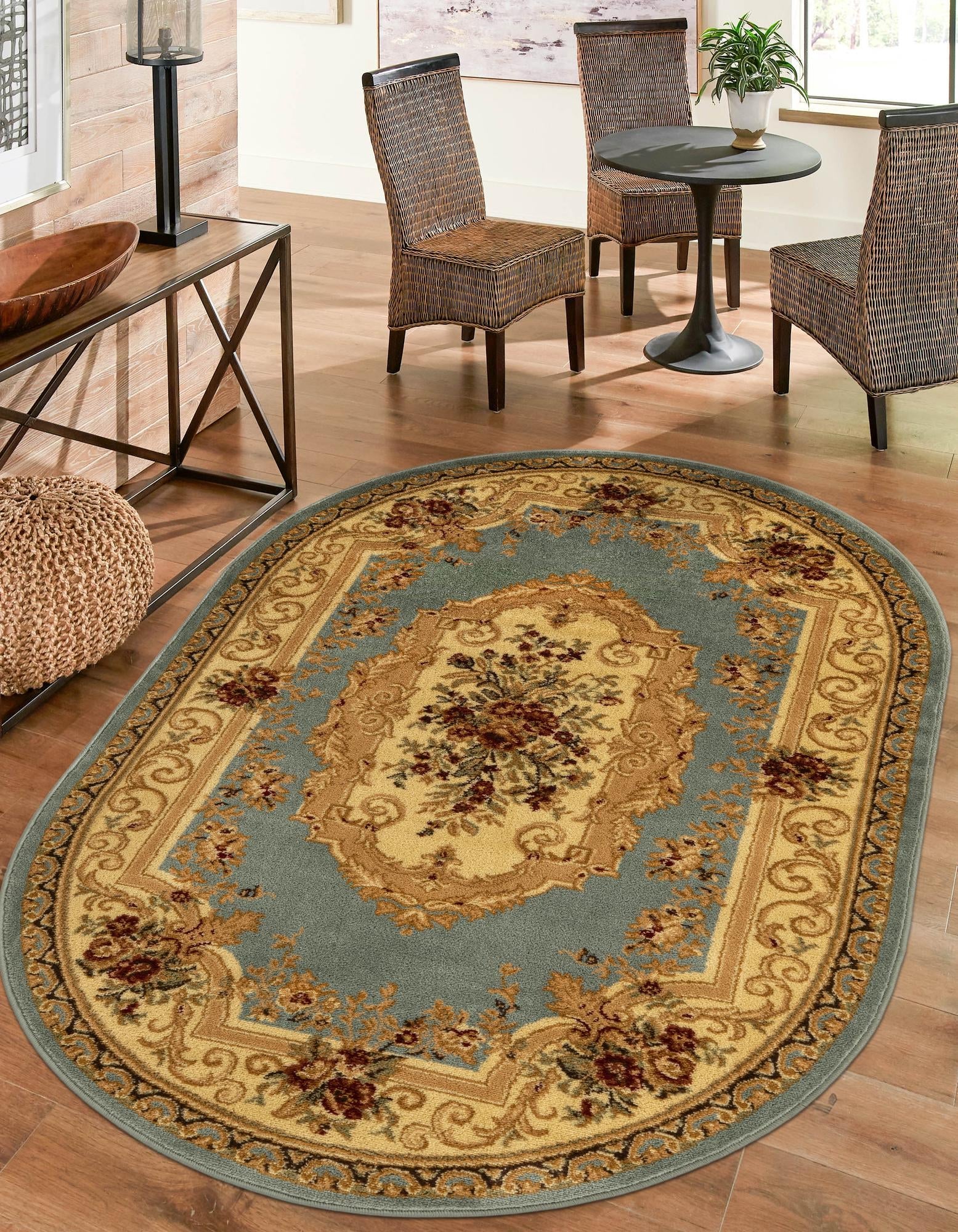 Versailles Elegance Collection Area Rug -  Louveciennes (Light Blue)