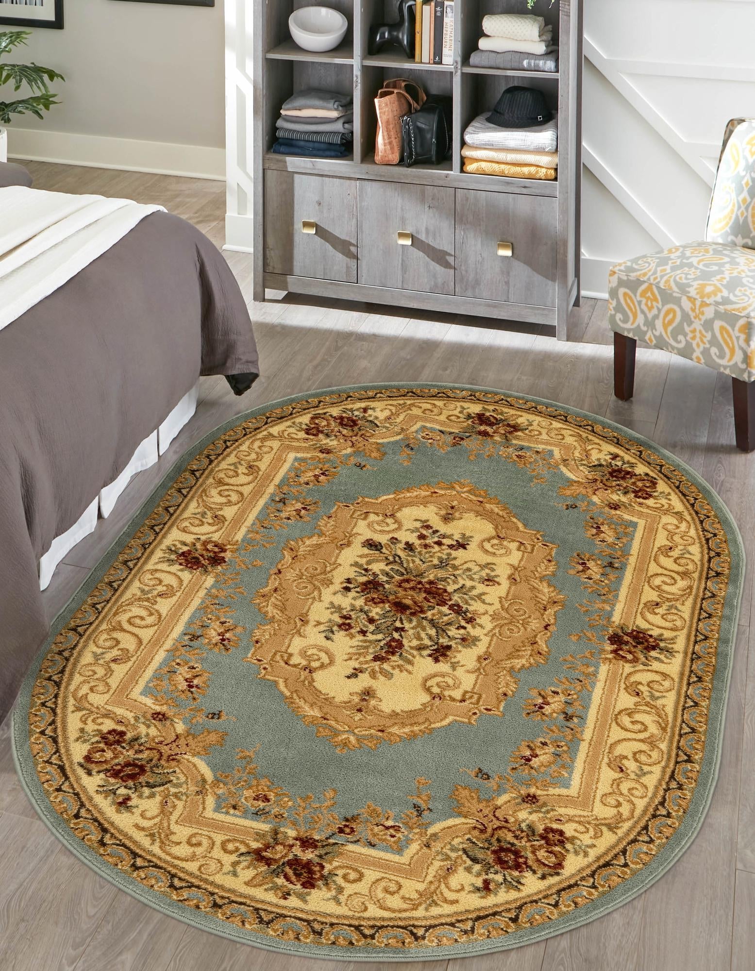 Versailles Elegance Collection Area Rug -  Louveciennes (Light Blue)