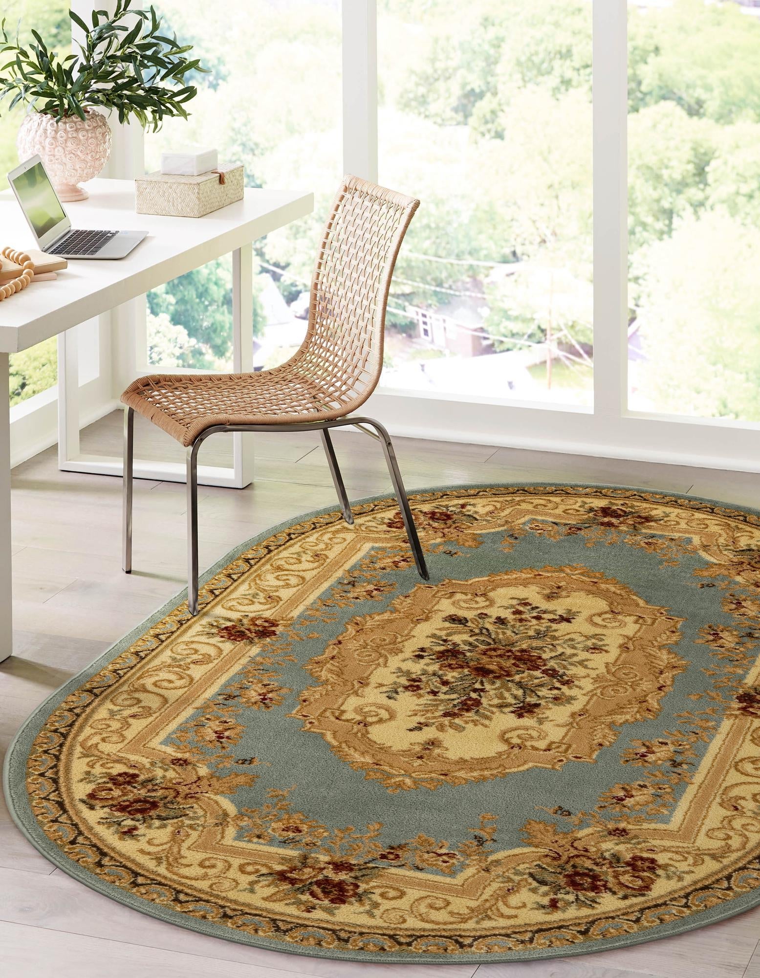 Versailles Elegance Collection Area Rug -  Louveciennes (Light Blue)