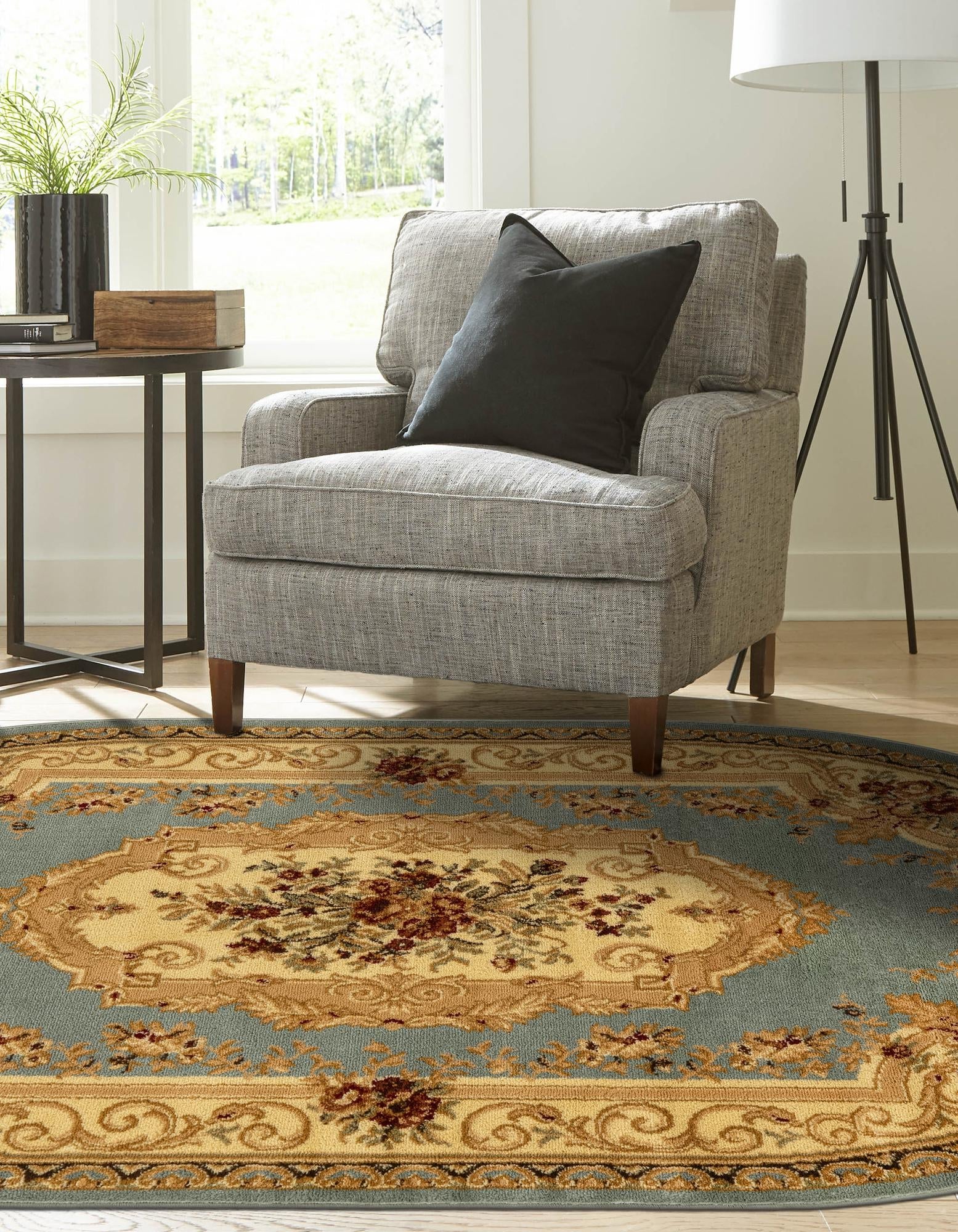 Versailles Elegance Collection Area Rug -  Louveciennes (Light Blue)