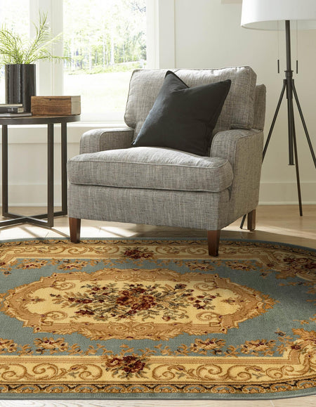 Versailles Elegance Collection Area Rug -  Louveciennes (Light Blue)