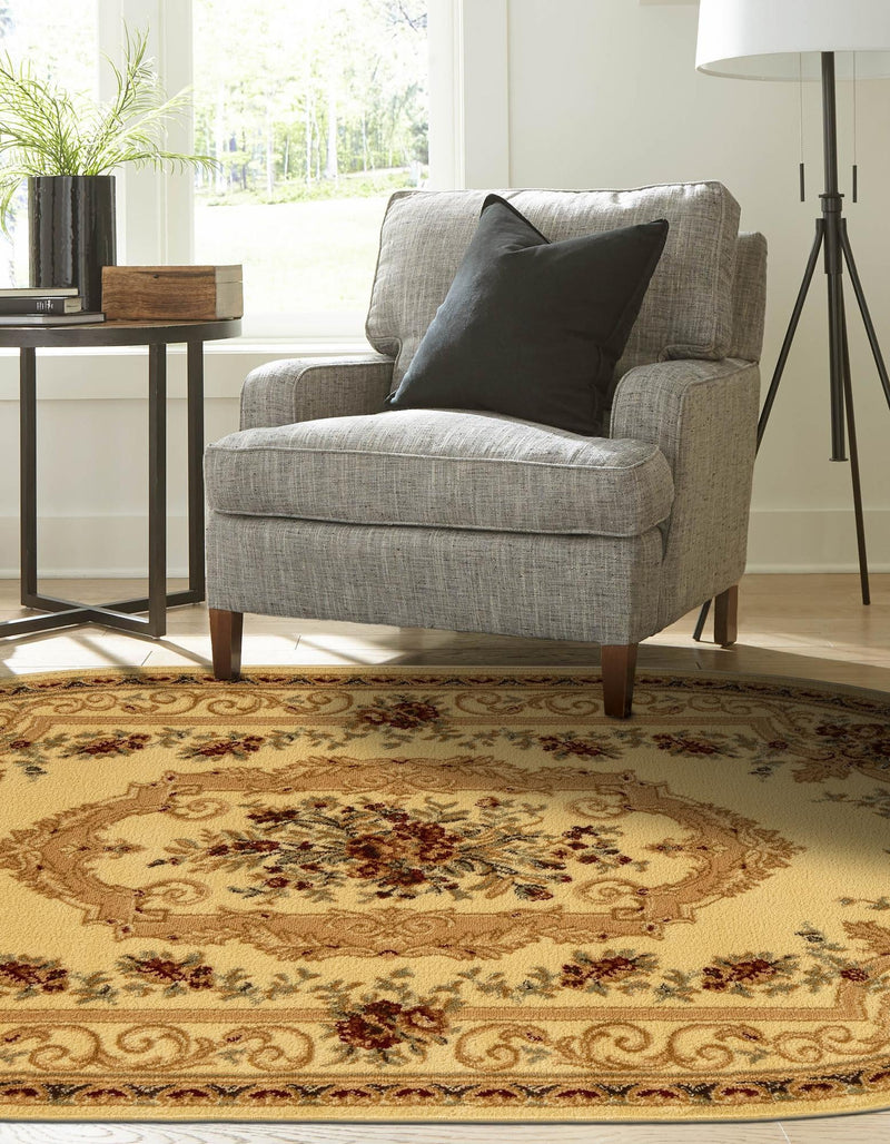 Versailles Elegance Collection Area Rug -  Louveciennes (Cream) Oval Cream  lifestyle 29