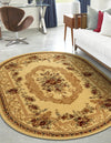 Versailles Elegance Collection Area Rug -  Louveciennes (Cream) Oval Cream  lifestyle 42