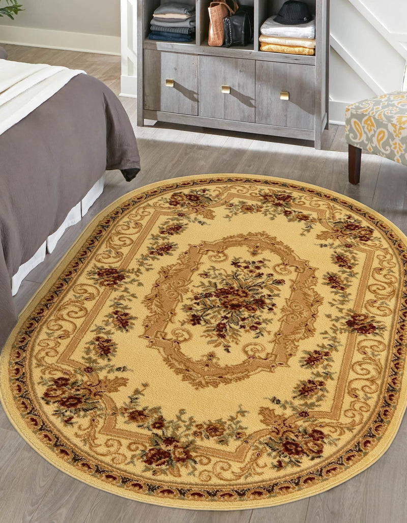 Versailles Elegance Collection Area Rug -  Louveciennes (Cream) Oval Cream  lifestyle 46