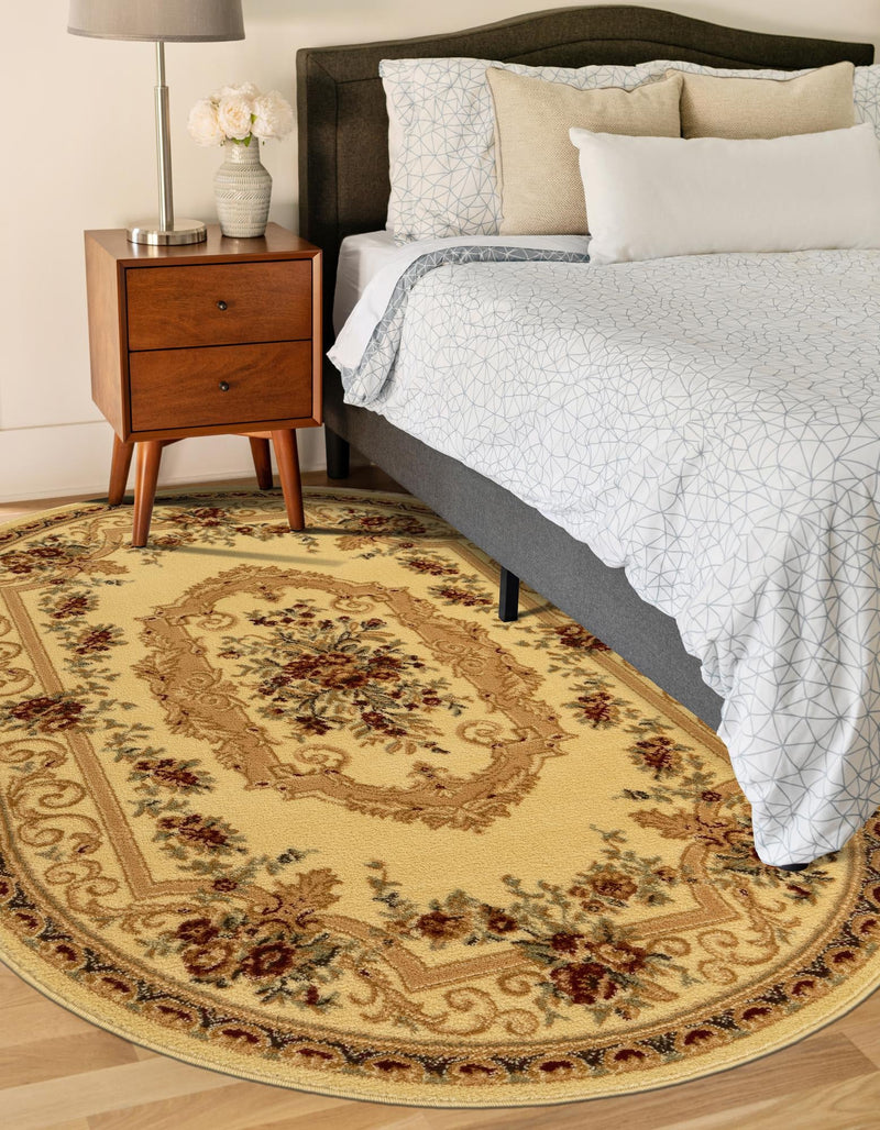 Versailles Elegance Collection Area Rug -  Louveciennes (Cream) Oval Cream  lifestyle 58