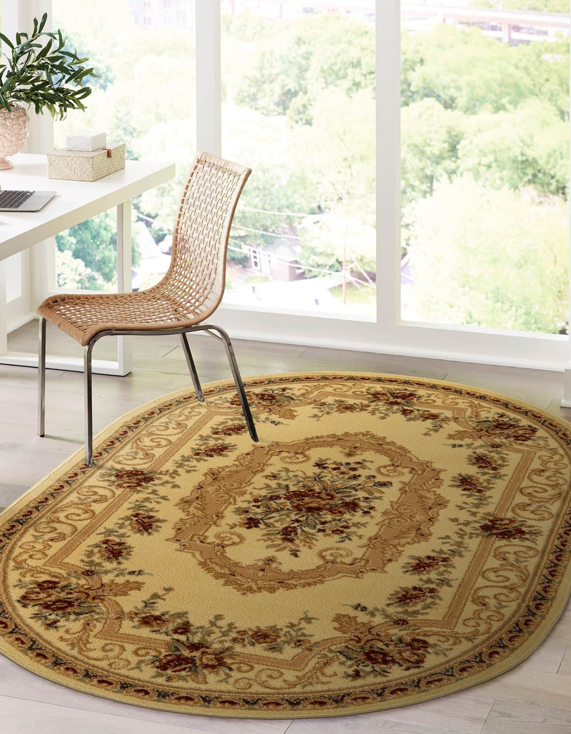 Versailles Elegance Collection Area Rug -  Louveciennes (Cream) Oval Cream  lifestyle 62