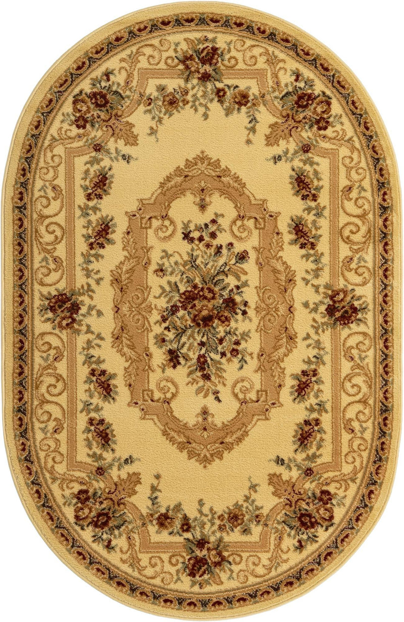 Versailles Elegance Collection Area Rug -  Louveciennes (Cream) Oval Cream  lifestyle 19