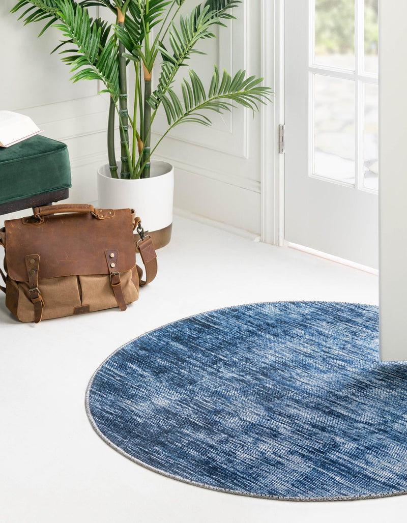 Sahara Essence Collection Area Rug - Oasis (Blue) Round Blue  lifestyle 27