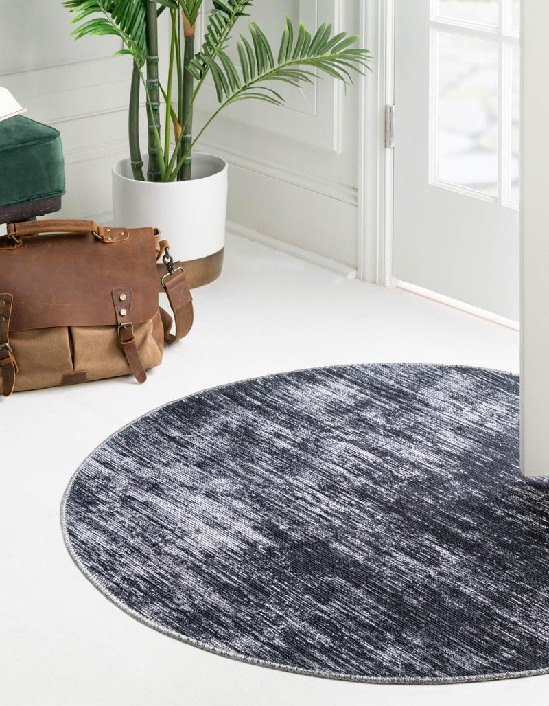 Sahara Essence Collection Area Rug - Oasis (Black) Round Black  lifestyle 27