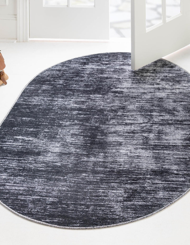 Sahara Essence Collection Area Rug - Oasis (Black) Oval Black  lifestyle 23