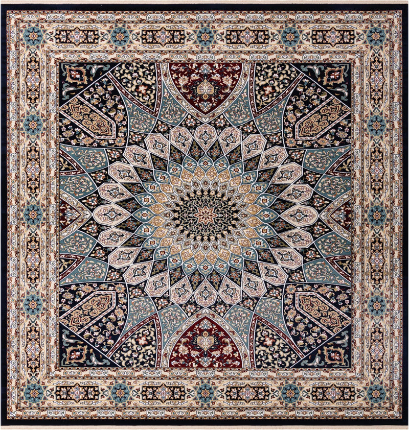 Persian Elegance Collection Area Rug -  Hamedan (Navy Blue) Square Navy Blue  lifestyle 4