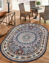 Persian Elegance Collection Area Rug -  Hamedan (Navy Blue) Oval Navy Blue  lifestyle 10