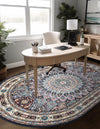 Persian Elegance Collection Area Rug -  Hamedan (Navy Blue) Oval Navy Blue  lifestyle 31