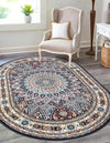 Persian Elegance Collection Area Rug -  Hamedan (Navy Blue) Oval Navy Blue  lifestyle 47