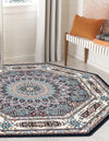 Persian Elegance Collection Area Rug -  Hamedan (Navy Blue) Octagon Navy Blue  lifestyle 20