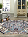 Persian Elegance Collection Area Rug -  Hamedan (Navy Blue) Octagon Navy Blue  lifestyle 44