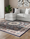 Persian Elegance Collection Area Rug -  Hamedan (Navy Blue) Square Navy Blue  lifestyle 14