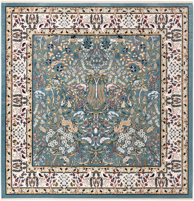 Persian Elegance Collection Area Rug -  Kerman (Blue) Square Blue  lifestyle 9