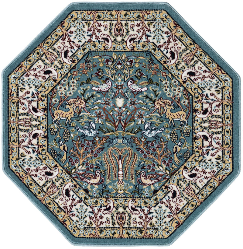 Persian Elegance Collection Area Rug -  Kerman (Blue) Octagon Blue  lifestyle 11