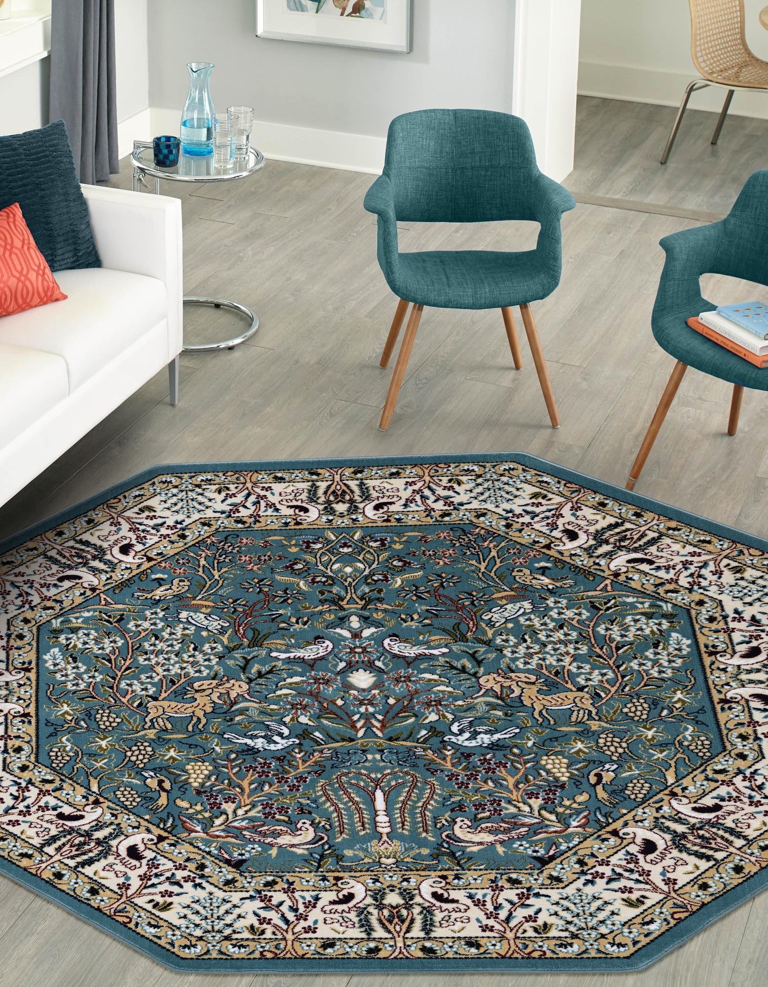 Persian Elegance Collection Area Rug -  Kerman (Blue)