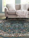 Persian Elegance Collection Area Rug -  Kerman (Blue) Octagon Blue  lifestyle 22