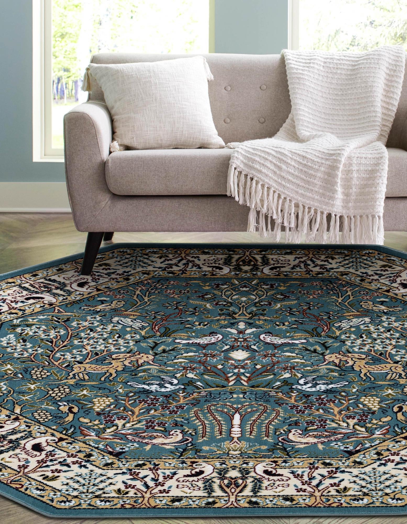 Persian Elegance Collection Area Rug -  Kerman (Blue)