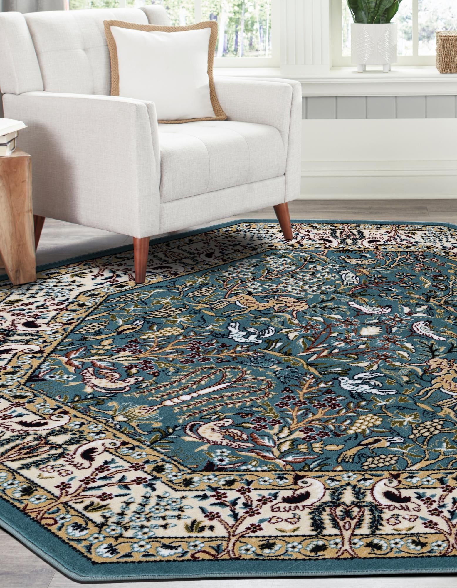 Persian Elegance Collection Area Rug -  Kerman (Blue)