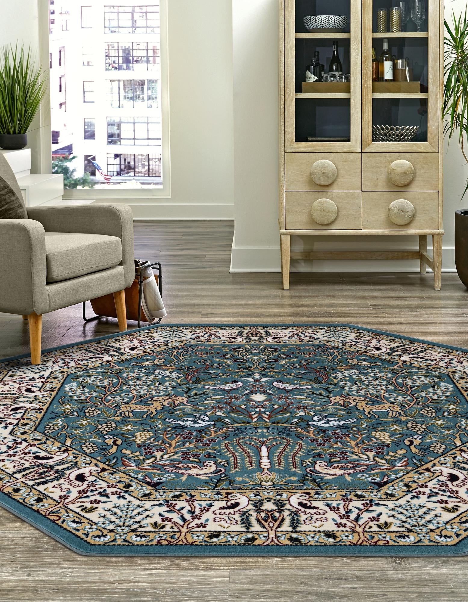 Persian Elegance Collection Area Rug -  Kerman (Blue)