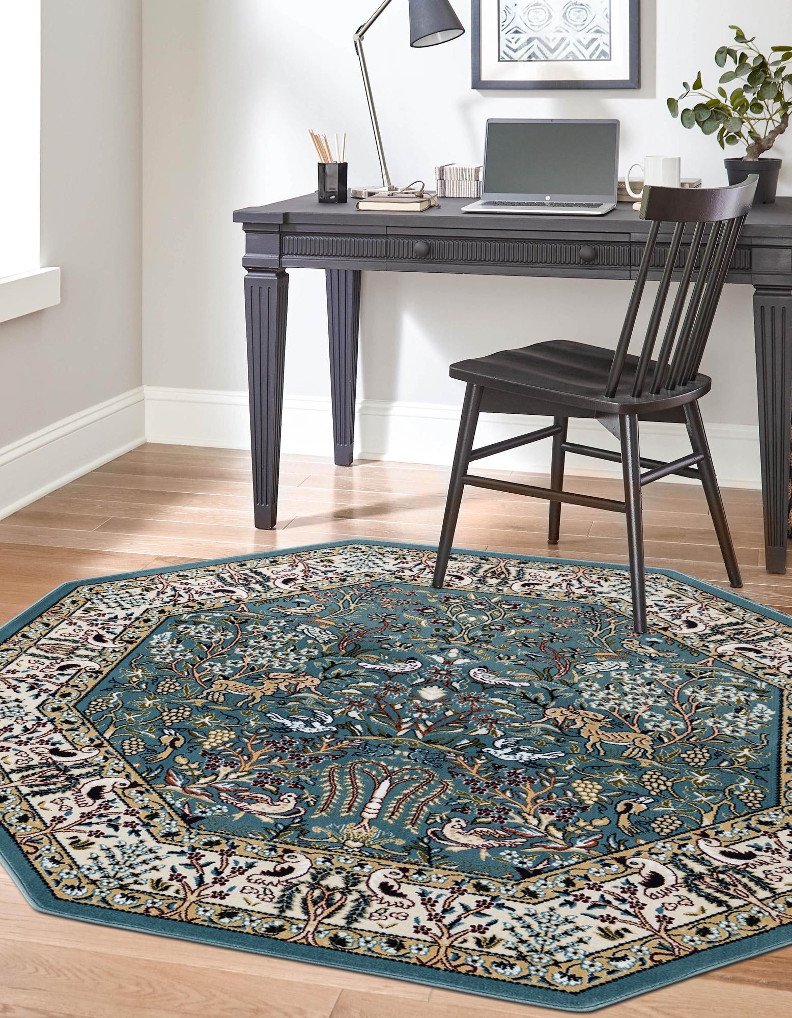 Persian Elegance Collection Area Rug -  Kerman (Blue)