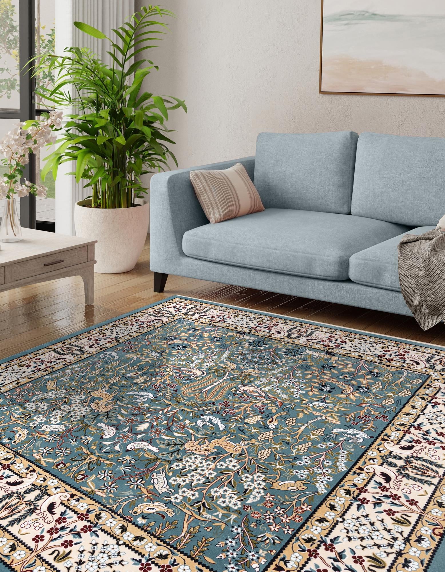 Persian Elegance Collection Area Rug -  Kerman (Blue)