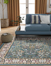 Persian Elegance Collection Area Rug -  Kerman (Blue) Square Blue  lifestyle 55