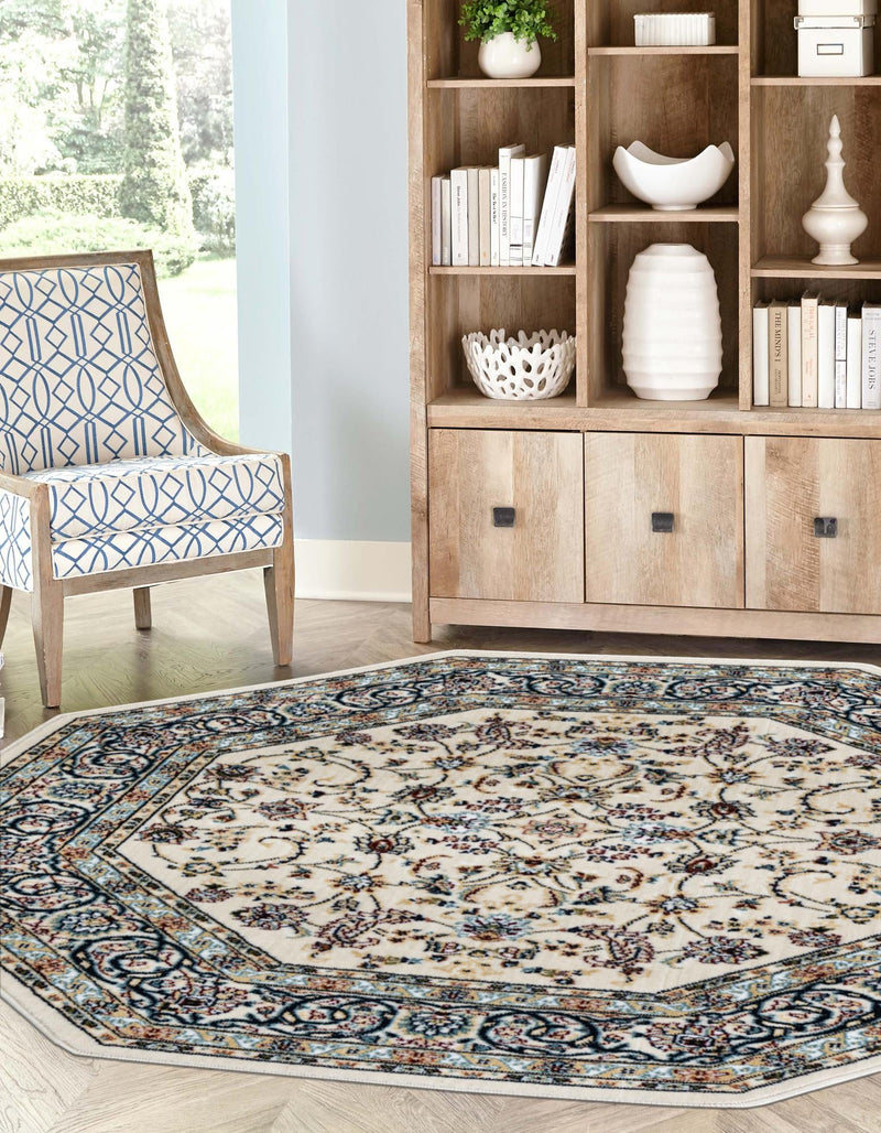 Persian Elegance Collection Area Rug -  Ardabil Octagon Ivory  lifestyle 39