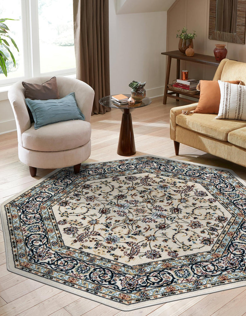 Persian Elegance Collection Area Rug -  Ardabil Octagon Ivory  lifestyle 161