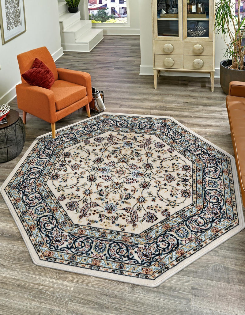 Persian Elegance Collection Area Rug -  Ardabil Octagon Ivory  lifestyle 204