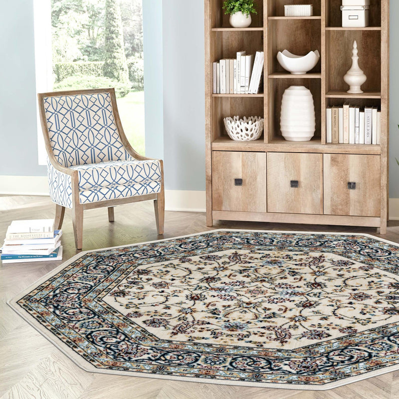 Persian Elegance Collection Area Rug -  Ardabil Octagon Ivory  lifestyle 134