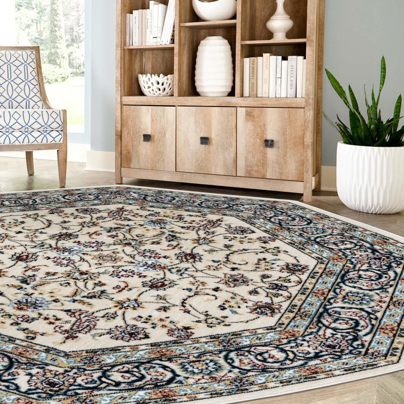 Persian Elegance Collection Area Rug -  Ardabil Octagon Ivory  lifestyle 137