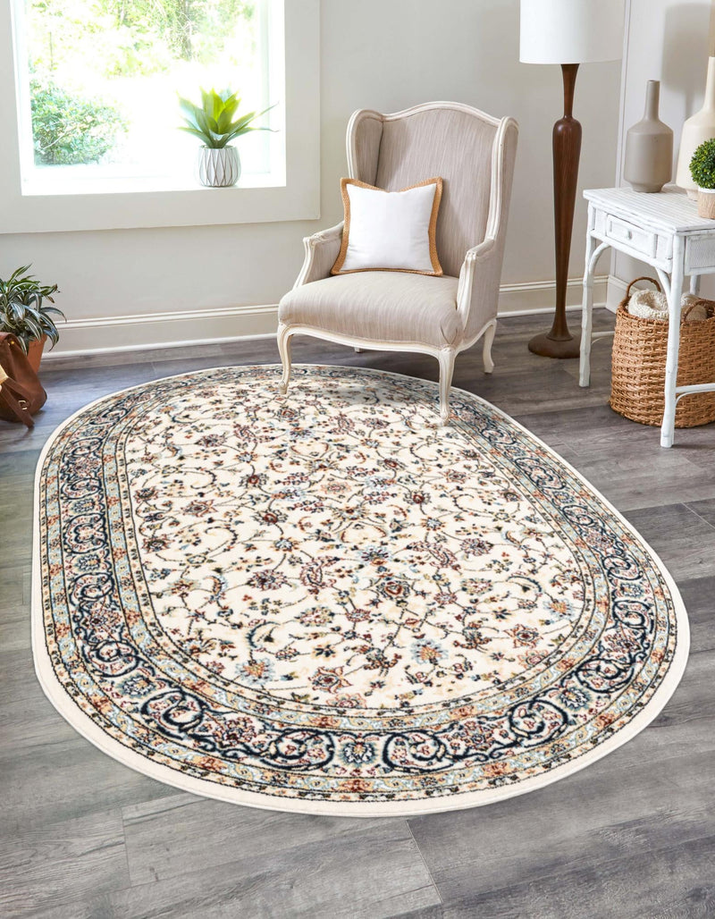 Persian Elegance Collection Area Rug -  Ardabil Oval Ivory  lifestyle 38