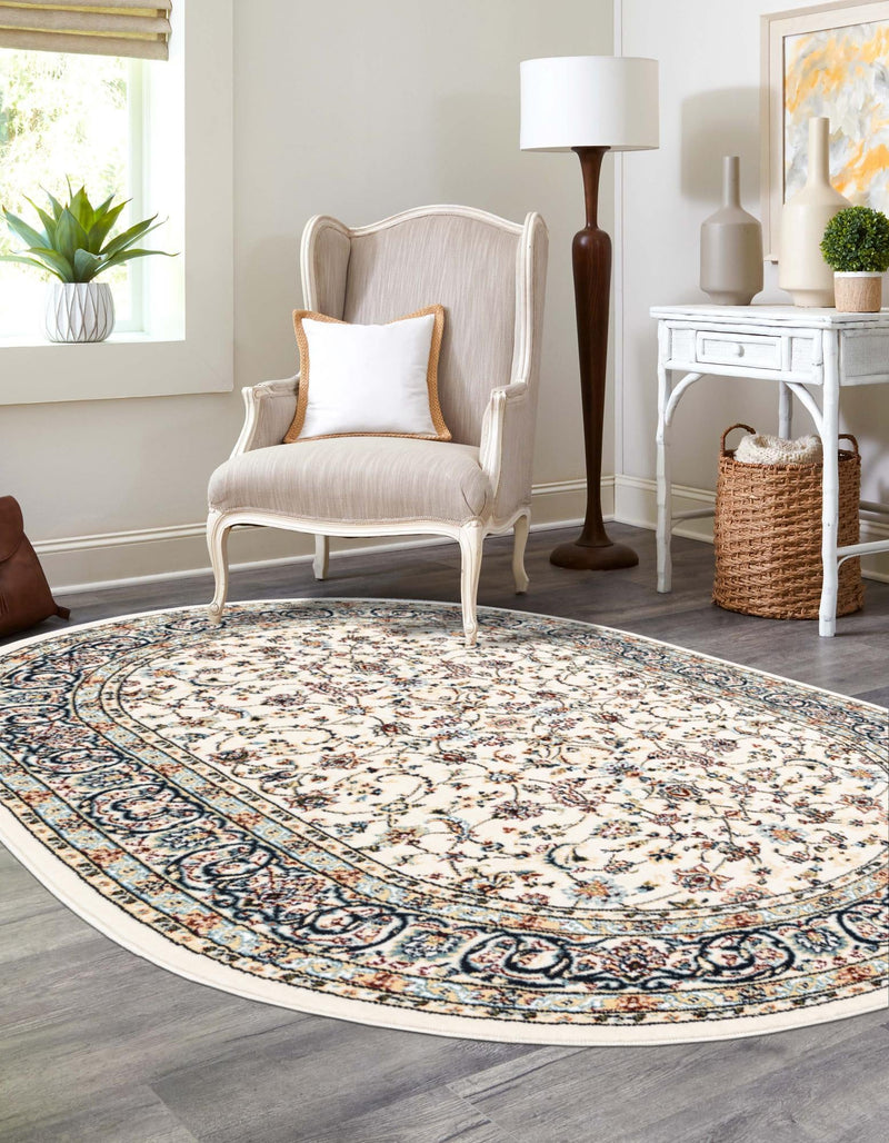 Persian Elegance Collection Area Rug -  Ardabil Oval Ivory  lifestyle 46