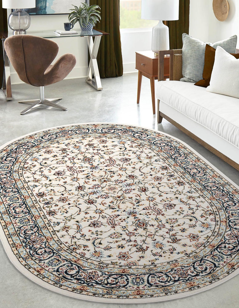 Persian Elegance Collection Area Rug -  Ardabil Oval Ivory  lifestyle 145