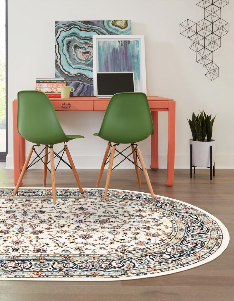 Persian Elegance Collection Area Rug -  Ardabil Oval Ivory  lifestyle 160