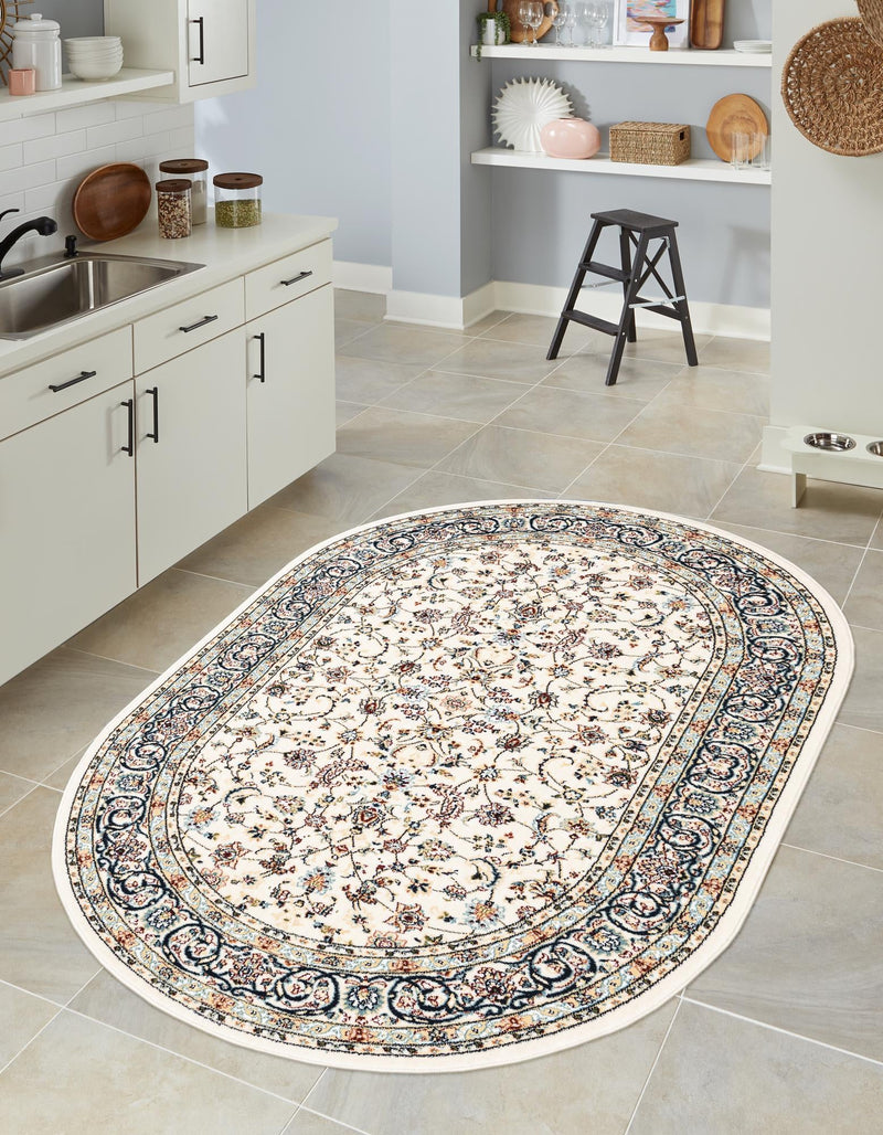 Persian Elegance Collection Area Rug -  Ardabil Oval Ivory  lifestyle 188