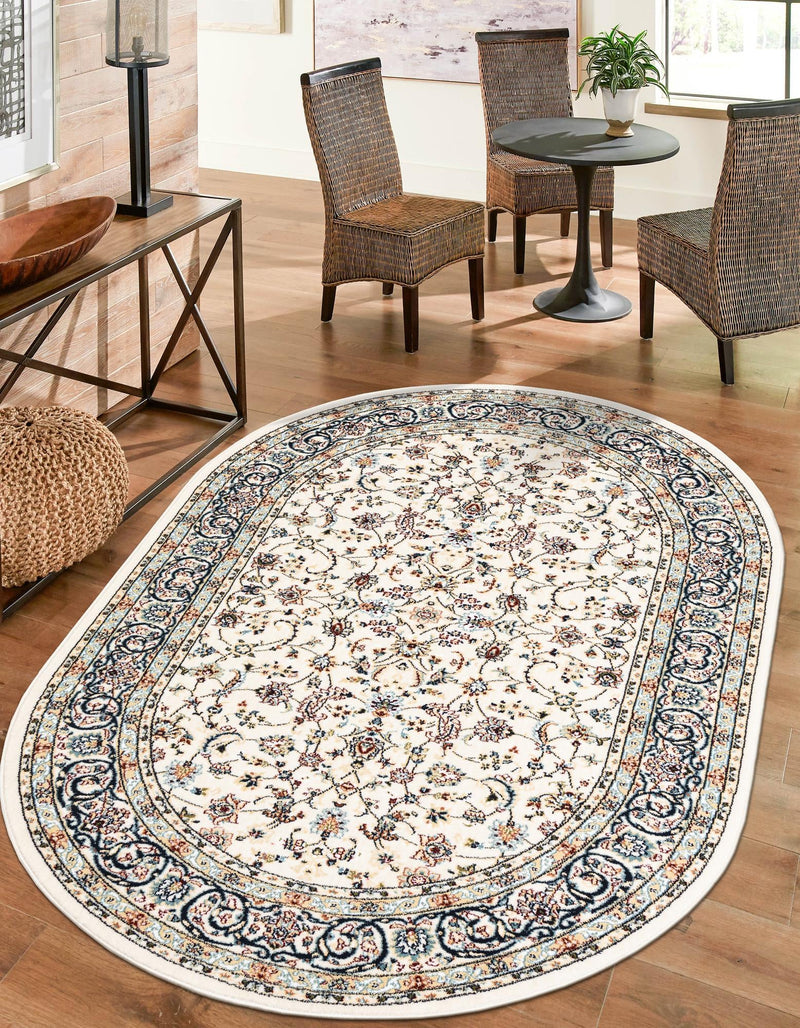 Persian Elegance Collection Area Rug -  Ardabil Oval Ivory  lifestyle 203